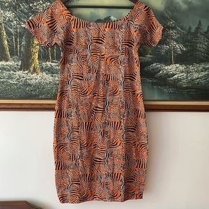 Vintage Unbranded Homemade Fractal Tiger Print Dress